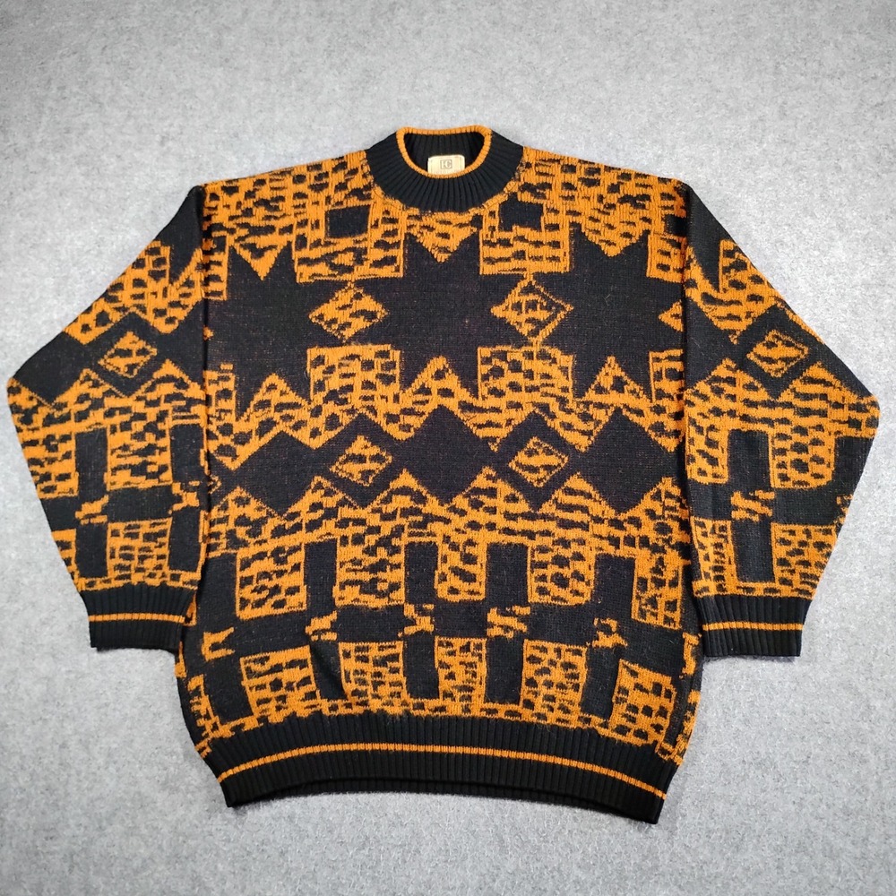 Vintage Enrico‎ Coveri Tricot Mens Italy Mohair Alpaca Wool Sweater Black  XL